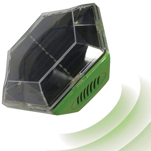 Schützender 2 in 1 Vogelschreck Ultraschall und Lichtsignal, deckt 100 - 150 m² ab, unabhängig dank Solarzelle und Akkus, IP43