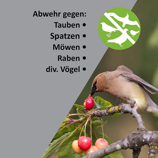Schützender 2 in 1 Vogelschreck Ultraschall und Lichtsignal, deckt 100 - 150 m² ab, unabhängig dank Solarzelle und Akkus, IP43