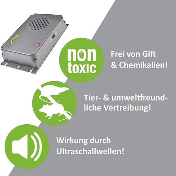 2er Set Hocheffektiver mobiler Ultraschall Vertreiber, Mäuse- und Rattenabwehr, batteriebetrieben, bis zu 40 m²