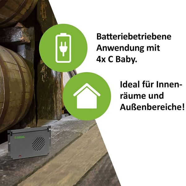 2er Set Hocheffektiver mobiler Ultraschall Vertreiber, Mäuse- und Rattenabwehr, batteriebetrieben, bis zu 40 m²