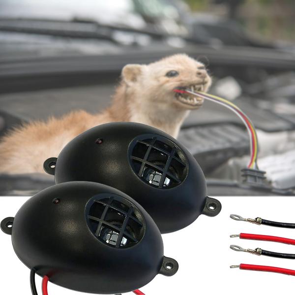2er-Set Profi Marderabwehr Ultraschall Auto - Schützt vor Nageschäden & teuren Reparaturen - 12-24V, 140° Abstrahlwinkel, 23kHz, einfach an Autobatterie