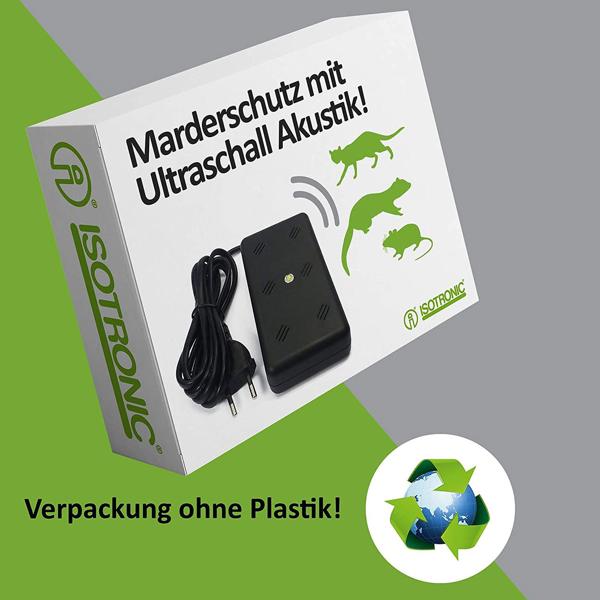 Effektive Marder-Abwehr mit Ultraschall & Blitzlicht – 230V Netzbetrieb für dauerhaften Schutz, vertreibt Marder schonend & zuverlässig