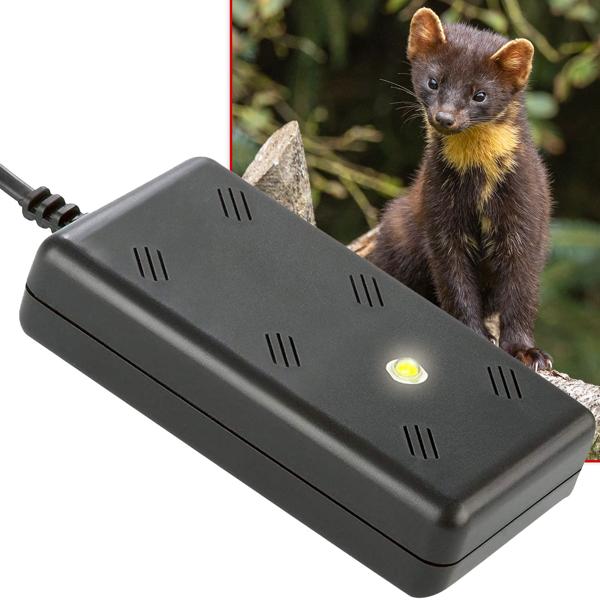 Effektive Marder-Abwehr mit Ultraschall & Blitzlicht – 230V Netzbetrieb für dauerhaften Schutz, vertreibt Marder schonend & zuverlässig