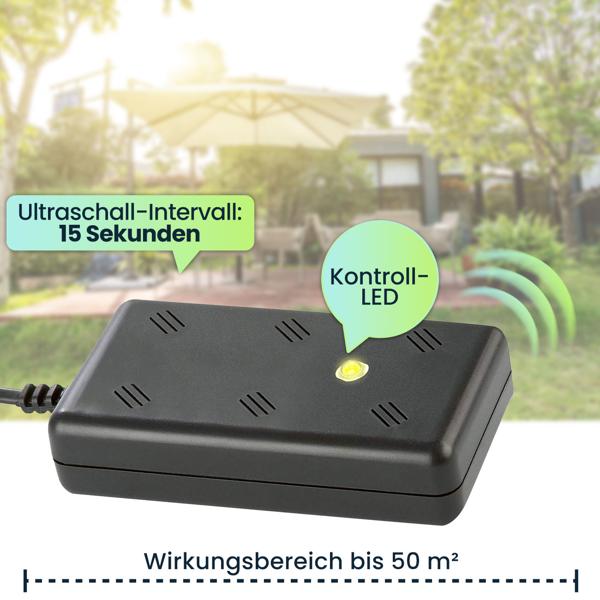 Effektive Marder-Abwehr mit Ultraschall & Blitzlicht – 230V Netzbetrieb für dauerhaften Schutz, vertreibt Marder schonend & zuverlässig