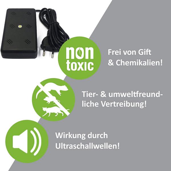Effektive Marder-Abwehr mit Ultraschall & Blitzlicht – 230V Netzbetrieb für dauerhaften Schutz, vertreibt Marder schonend & zuverlässig