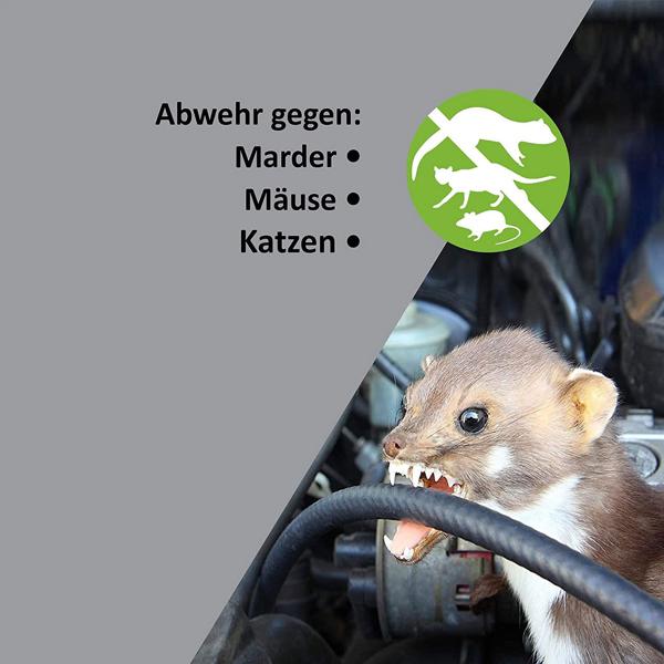 Effektive Marder-Abwehr mit Ultraschall & Blitzlicht – 230V Netzbetrieb für dauerhaften Schutz, vertreibt Marder schonend & zuverlässig