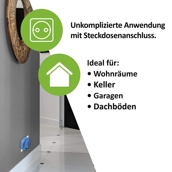 Ultraschall-Tiervertreiber, Steckdosenbetrieb, mit 3 anpassbaren Frequenzen. Wirkt gegen Mäuse, Marder, Insekten. Sicher & tierfreundlich