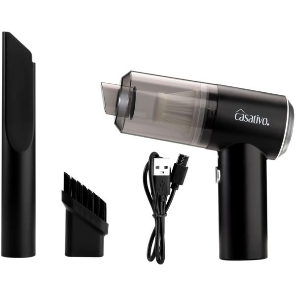 Kompakter Akku-Handstaubsauger mit LED-Leuchte, leistungsstarkem HEPA-Filter & 3 kPa Saugkraft, schwarz – ideal für Auto, Haushalt