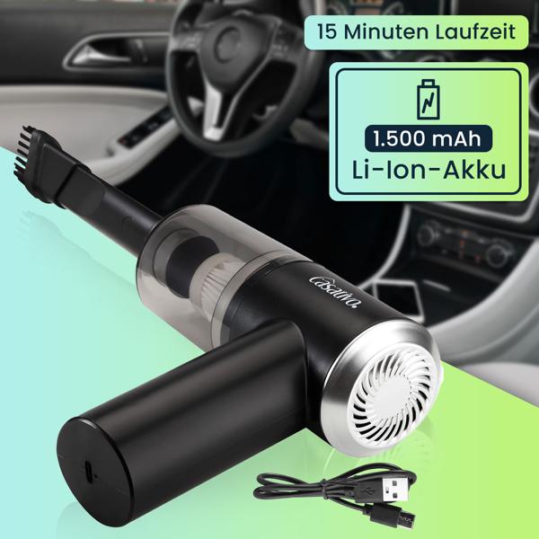 Kompakter Akku-Handstaubsauger mit LED-Leuchte, leistungsstarkem HEPA-Filter & 3 kPa Saugkraft, schwarz – ideal für Auto, Haushalt