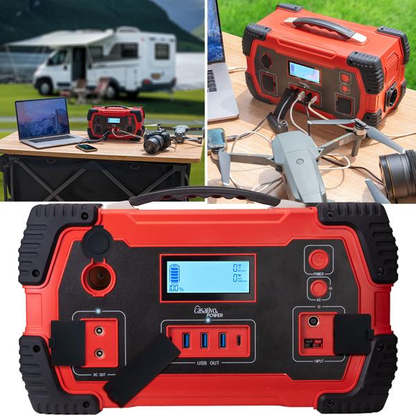 Hochleistungs-Powerstation & Solar-Generator mit 800 Wh, 230V & 12V, 1.000 Watt, 8 Anschlüsse, Überspannungsschutz