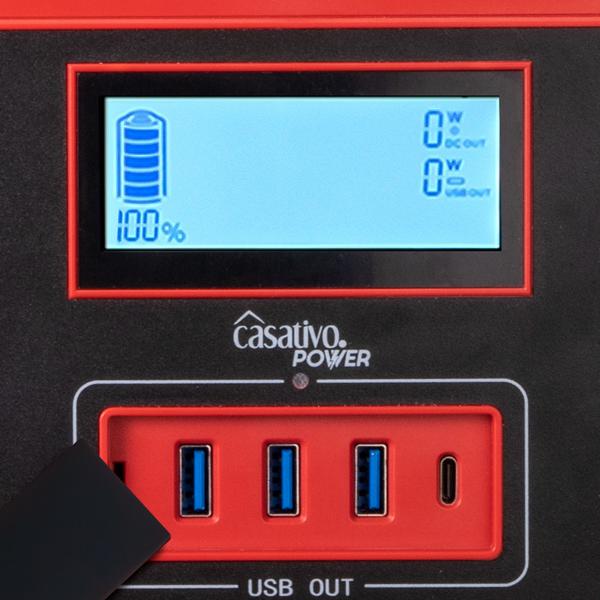 Hochleistungs-Powerstation & Solar-Generator mit 800 Wh, 230V & 12V, 1.000 Watt, 8 Anschlüsse, Überspannungsschutz