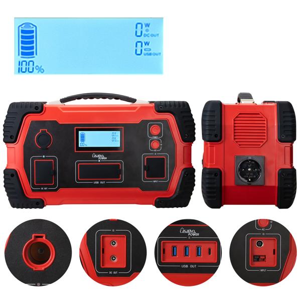 Hochleistungs-Powerstation & Solar-Generator mit 800 Wh, 230V & 12V, 1.000 Watt, 8 Anschlüsse, Überspannungsschutz