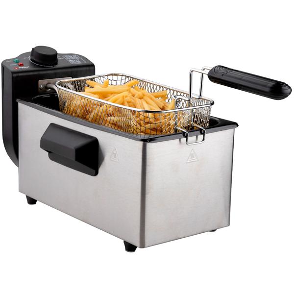 Profi Edelstahl Fritteuse 3L – 2000W Starkleistung für schnelle, knusprige Ergebnisse - Kompakte Kaltzonen Fritteuse mit Thermostat