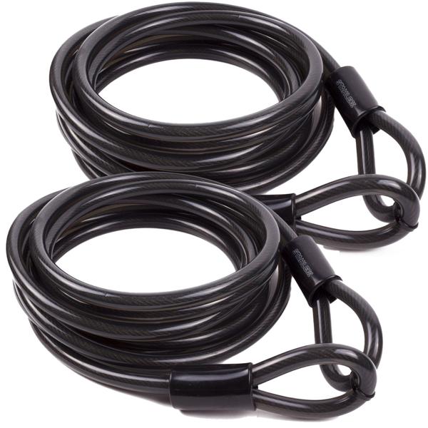 2er-Set Stahlseil – Diebstahlsicherung für Gartenmöbel & Fahrräder – 5m x Ø 1,2cm, wetterfest, Kunststoff-Ummantelung, schwarz – schont Oberflächen