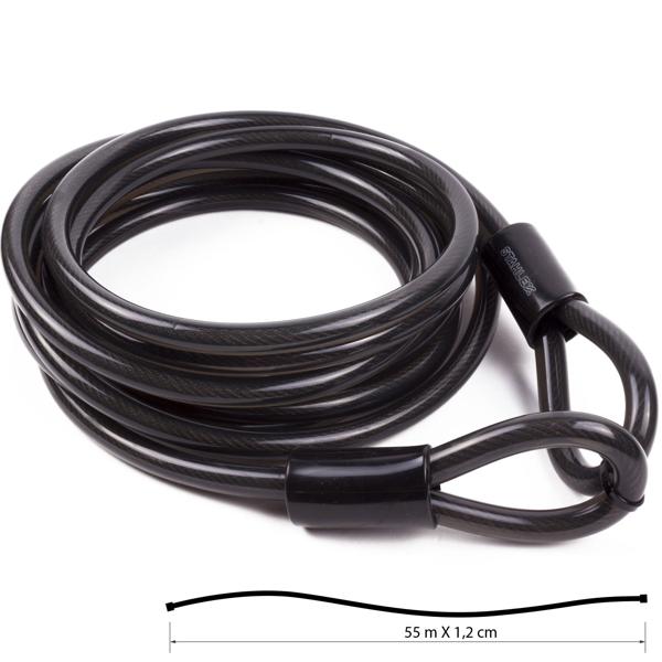 2er-Set Stahlseil – Diebstahlsicherung für Gartenmöbel & Fahrräder – 5m x Ø 1,2cm, wetterfest, Kunststoff-Ummantelung, schwarz – schont Oberflächen