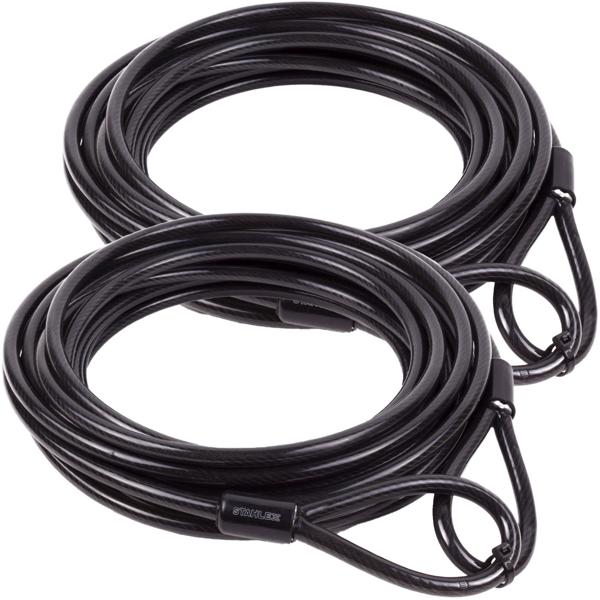 2er-Set Stahlseil wetterfest - Diebstahlsicherung für Gartenmöbel & Fahrräder - 10m x Ø 8mm mit Kunststoff-Ummantelung & 2 Schlaufen