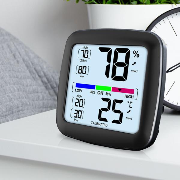 Digitales Präzisions-Thermo-Hygrometer – kalibrierbar mit LCD-Display – genaue Messung von Temperatur & Luftfeuchtigkeit – ideal für Zuhause, Büro & Garten