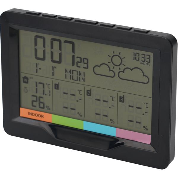 Profi Funk-Wetterstation mit 3 Aussensensoren  - Behalten Sie 4 Zonen im Blick für maximale Übersicht & Kontrolle - inkl. Funkwecker & XL-Display