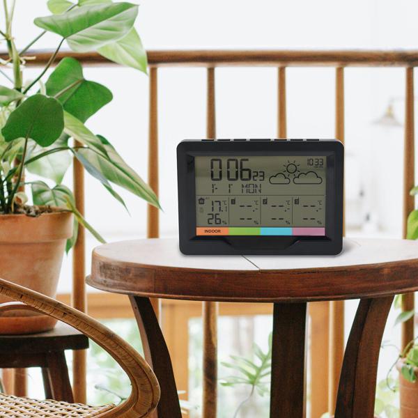 Profi Funk-Wetterstation mit 3 Aussensensoren  - Behalten Sie 4 Zonen im Blick für maximale Übersicht & Kontrolle - inkl. Funkwecker & XL-Display