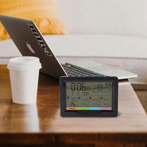 Profi Funk-Wetterstation mit 3 Aussensensoren  - Behalten Sie 4 Zonen im Blick für maximale Übersicht & Kontrolle - inkl. Funkwecker & XL-Display