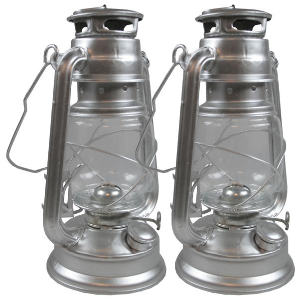 2er-Set Öl-Sturmlaterne 25 cm - Vintage Look für Garten, Camping & Notfälle - Robustes Glas/Metall - 200ml Tank, Flammen regulierbar