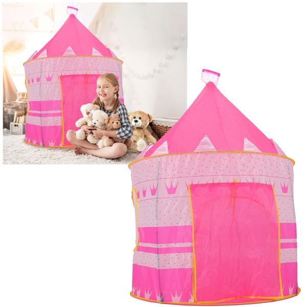 Zauberhaftes Prinzessinnen-Schloss Spielzelt - rosa, Ø 105 x 125 cm. Spielspass für Kinder, ideal für Rollenspiele und fantasievolle Abenteuer