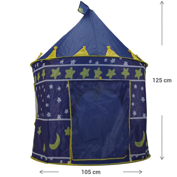Ritter-Schloss Spielzelt, Ø 105 x H 125cm – blau mit Ornamenten, ideal für Ritter, Feen & Zauberer, Fantasievolle Spielwelt