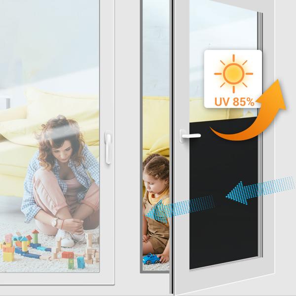 Sichtschutzfolie 50 x 200 cm – dunkle, selbstklebende Fensterfolie mit UV-Schutz – blickdicht, hitzereduzierend & ideal für Fenster, Büro & Wohnräume