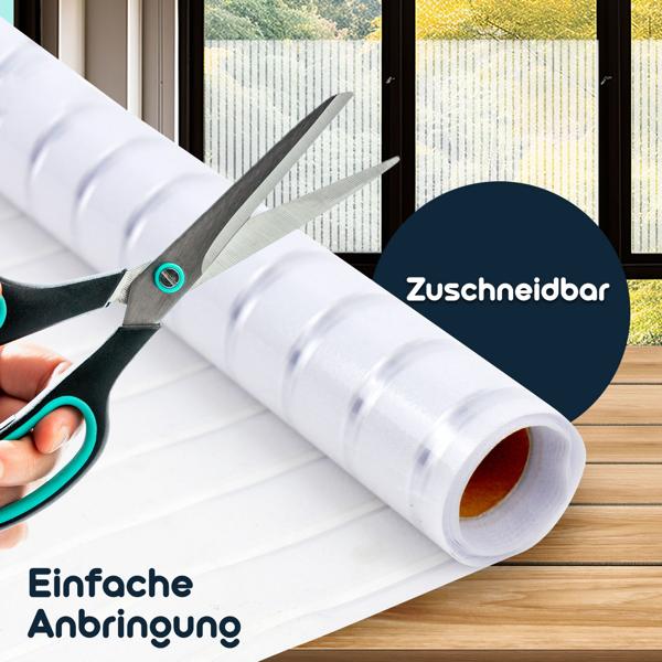 Milchglasfolie Streifen-Optik - Premium Sichtschutz-Folie statisch haftend für Fenster, Türen, Bad, Büro - 50 x 200 cm - Wiederverwendbar