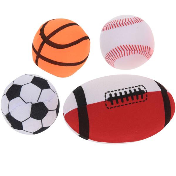 Wasserball 4er-Set - Ideal für Wasserspiele, Pool, Garten & Strand - Ø 7cm Fussball, Baseball, Basketball, Rugby - Robust, Polyester, Kinderfreundlich
