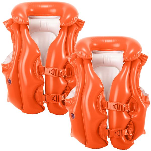 Schwimmweste für Kinder 3-6 Jahre 2er-Set - Mehr Sicherheit im Wasser - 3 Luftkammern, 50x47cm, orange - Ideal für erste Schwimmversuche, Pool & Urlaub