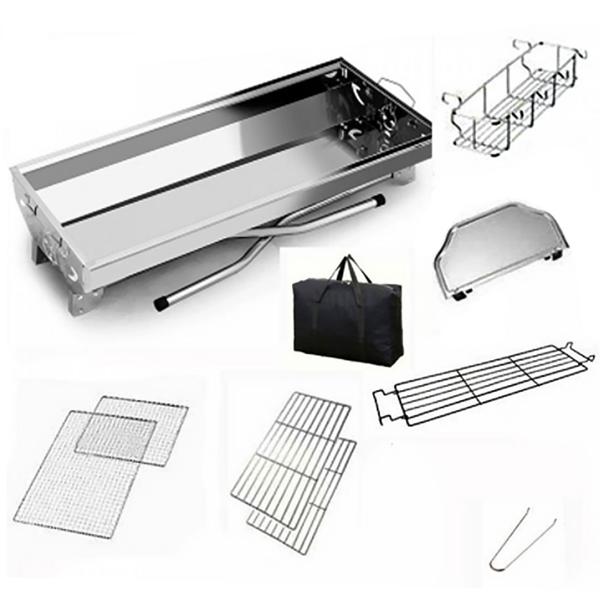 Tragbarer Camping-Grill (Edelstahl, 60x40cm) mit praktischer Tasche – Höhenverstellbar für flexible Nutzung beim Campen & Picknick