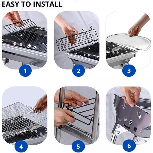 Tragbarer Camping-Grill (Edelstahl, 60x40cm) mit praktischer Tasche – Höhenverstellbar für flexible Nutzung beim Campen & Picknick