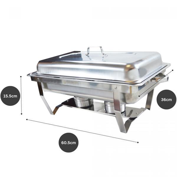 Komfortabler Edelstahl Speisewärmer (3x3L) - mit Deckel und Ständer, Cool Touch Griffe - Ideal für Party, Buffet, Catering, Frühstück