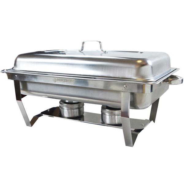 Komfortabler Edelstahl Speisewärmer (3x3L) - mit Deckel und Ständer, Cool Touch Griffe - Ideal für Party, Buffet, Catering, Frühstück
