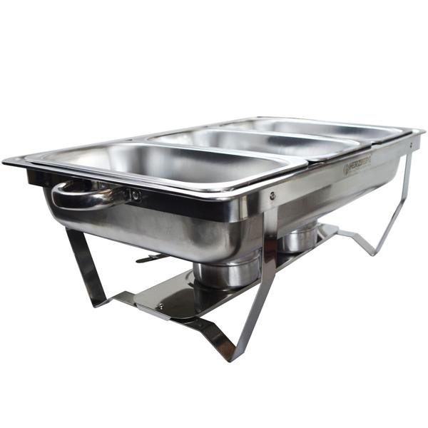 Komfortabler Edelstahl Speisewärmer (3x3L) - mit Deckel und Ständer, Cool Touch Griffe - Ideal für Party, Buffet, Catering, Frühstück