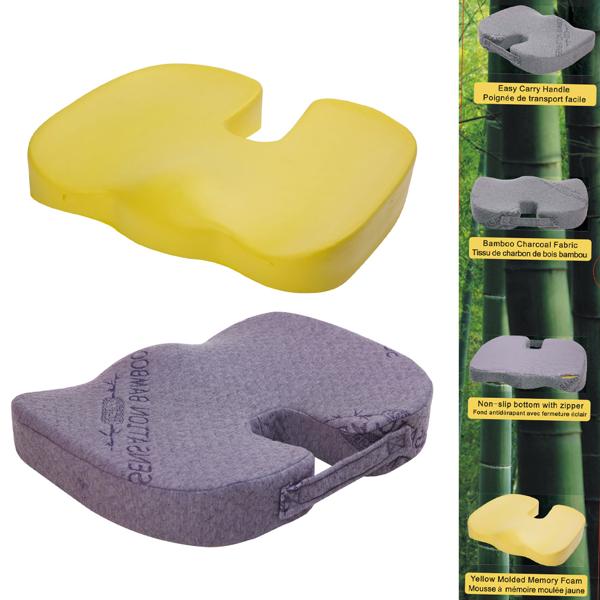 Bambus-Sitzkissen - passt sich optimal Ihrem Körper an - Memory-Foam, 45x30x6,4cm, waschbar - Ideal für Büro & Reisen