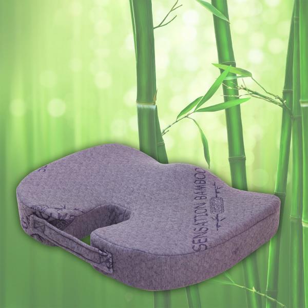 Bambus-Sitzkissen - passt sich optimal Ihrem Körper an - Memory-Foam, 45x30x6,4cm, waschbar - Ideal für Büro & Reisen