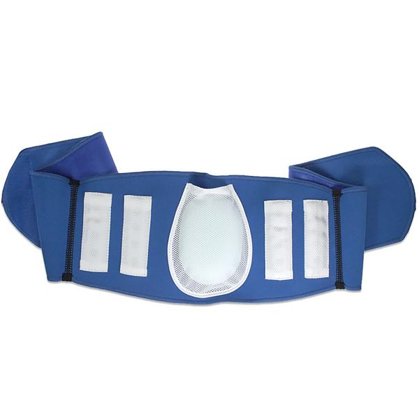 Rückengürtel mit Stützkissen - Wärme & Stütze für Lendenbereich & Wirbelsäule - Unauffällig tragbar - Blau - 117x13-14cm - Mit Magneten - Klettverschluss