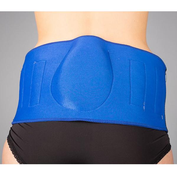 Rückengürtel mit Stützkissen - Wärme & Stütze für Lendenbereich & Wirbelsäule - Unauffällig tragbar - Blau - 117x13-14cm - Mit Magneten - Klettverschluss