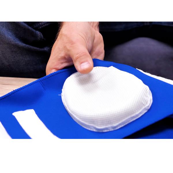 Rückengürtel mit Stützkissen - Wärme & Stütze für Lendenbereich & Wirbelsäule - Unauffällig tragbar - Blau - 117x13-14cm - Mit Magneten - Klettverschluss