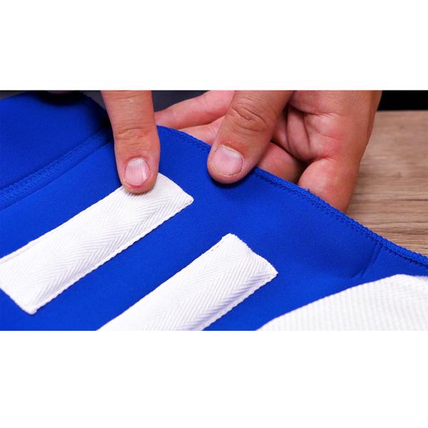 Rückengürtel mit Stützkissen - Wärme & Stütze für Lendenbereich & Wirbelsäule - Unauffällig tragbar - Blau - 117x13-14cm - Mit Magneten - Klettverschluss