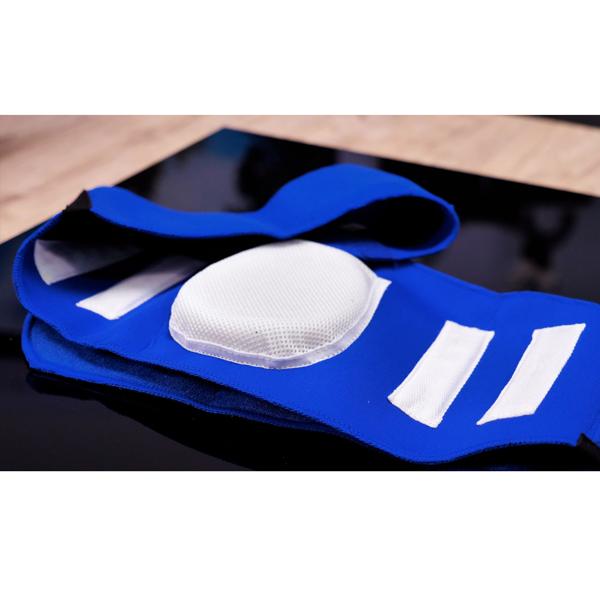 Rückengürtel mit Stützkissen - Wärme & Stütze für Lendenbereich & Wirbelsäule - Unauffällig tragbar - Blau - 117x13-14cm - Mit Magneten - Klettverschluss