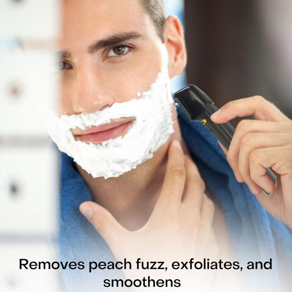 Haarschneider mit ausziehbarem Griff - präziser Barttrimmer, 5 Aufsätze, LED-Leuchte, kabelloser Batteriebetrieb - ideal für unterwegs & Camping