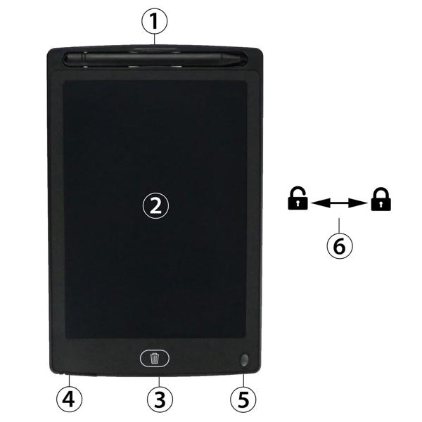 Elektronische Schreibtafel 25,4 cm - Ideal für Notizen & Skizzen - Löschtaste, Bildschirm- & Löschsperre - Kompakt, leicht, mobil - Inkl. CR2025 Knopfzelle