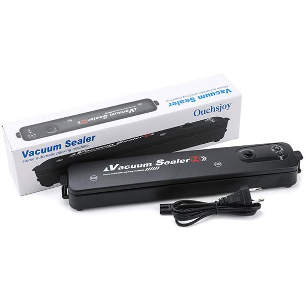 Kompakter One Touch Vakuumversiegler (34,5x6,5x4cm, schwarz): Einfach Lebensmittel vakuumieren & frischhalten - ideal für jede Küche