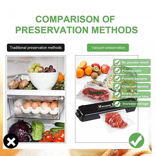 Kompakter One Touch Vakuumversiegler (34,5x6,5x4cm, schwarz): Einfach Lebensmittel vakuumieren & frischhalten - ideal für jede Küche