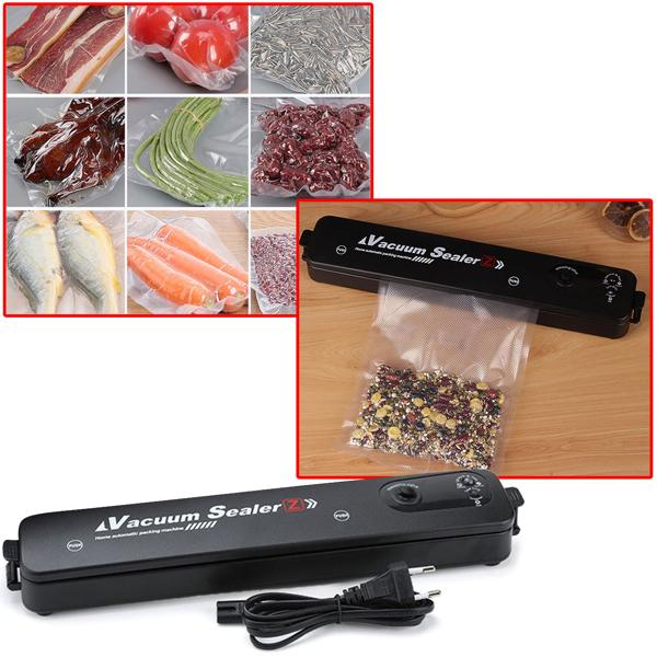 Kompakter One Touch Vakuumversiegler (34,5x6,5x4cm, schwarz): Einfach Lebensmittel vakuumieren & frischhalten - ideal für jede Küche