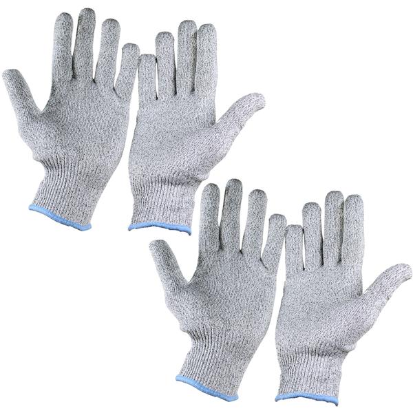 Universal-Schnittschutzhandschuhe 2 Paare - Schutzklasse 4 EN388 - Flexible Einheitsgrösse - Waschbar 40°C - Für Küche, Garten & Heimwerken