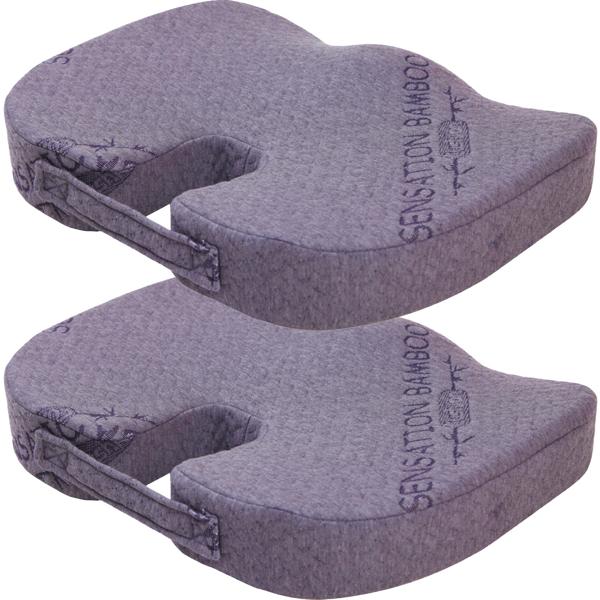 2er-Set Bambus-Sitzkissen - passt sich optimal Ihrem Körper an - Memory-Foam, 45x30x6,4cm, waschbar - Ideal für Büro & Reisen
